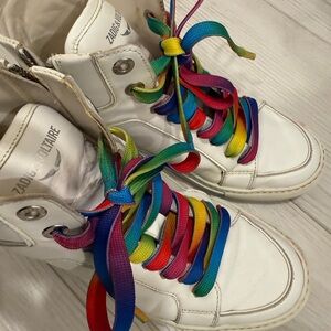 Zadig & Voltaire White Sneakers with Multicolor Laces